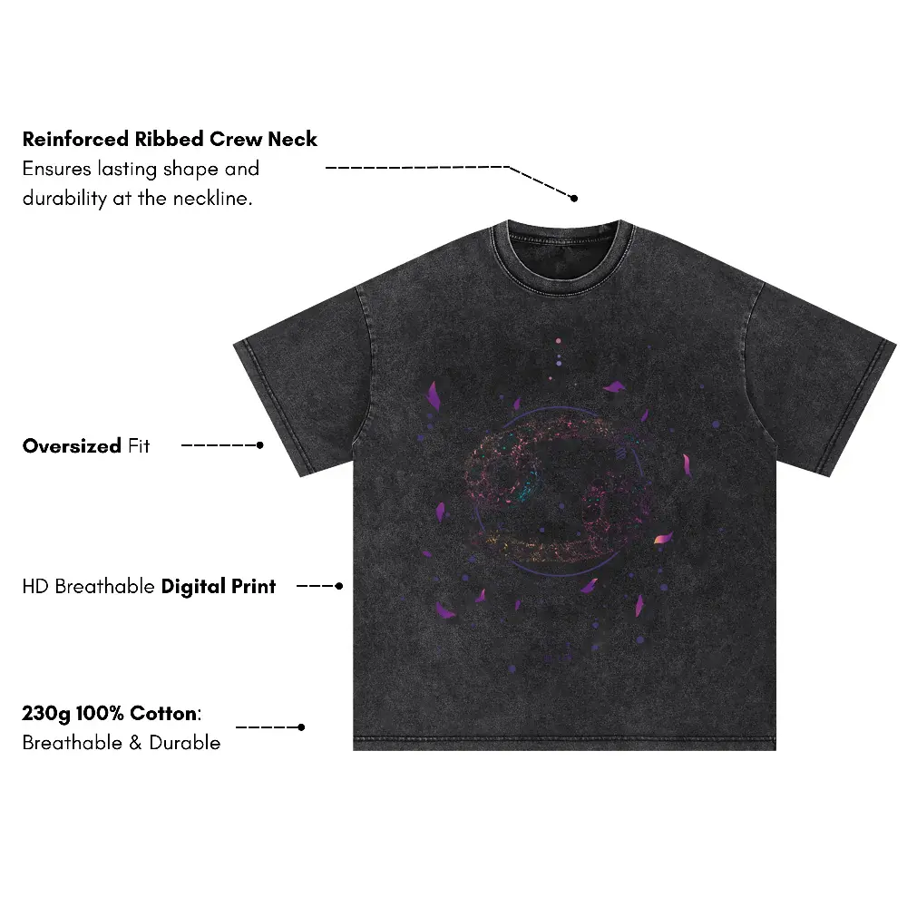 Zodiac Cancer Oversized Acid Wash T-shirt - Image 3