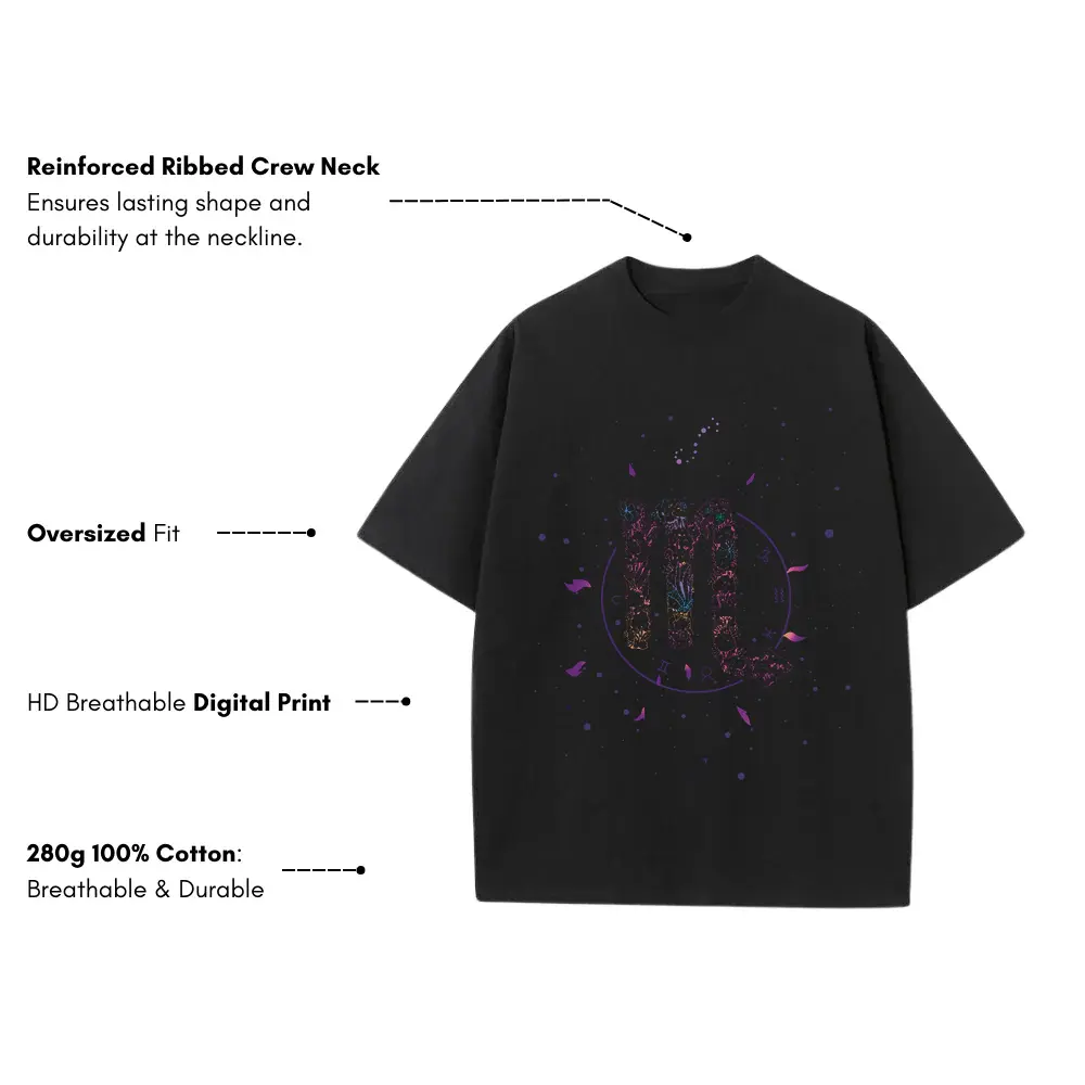 Zodiac Scorpio Heavyweight Oversized Black Graphic Tee - Image 3