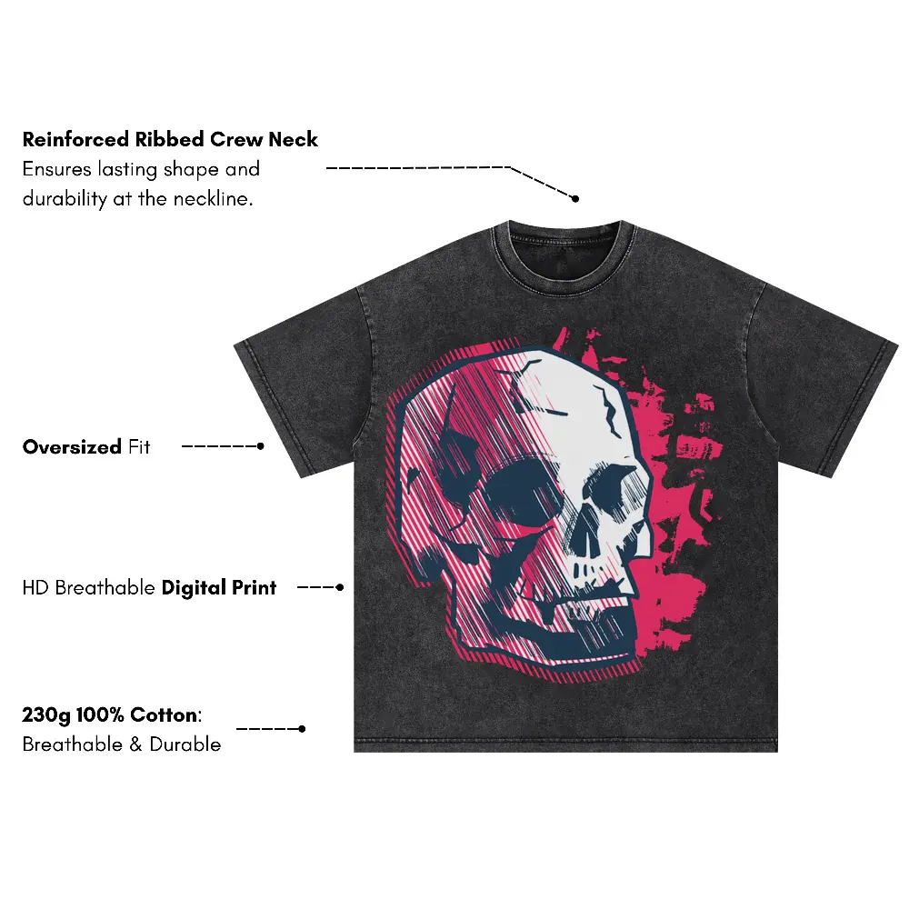 Abstractskull Oversized Acid Wash T-shirt - Image 3