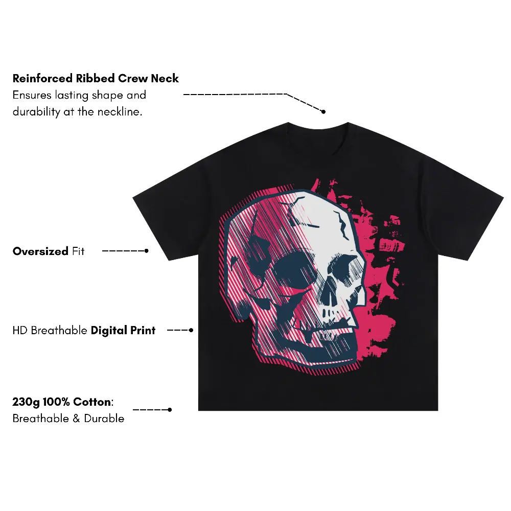 Abstractskull Oversized Black Graphic Tee - Image 3