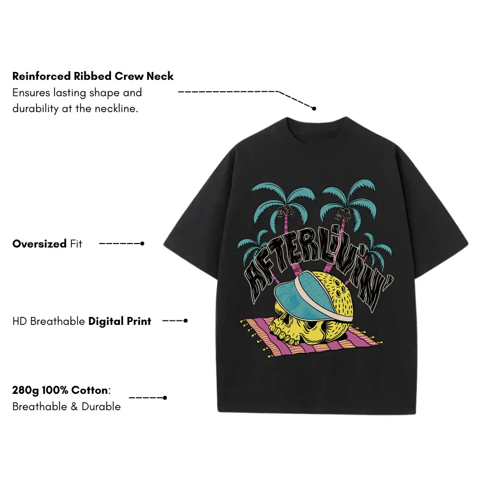 Afterlivin Heavyweight Oversized Black Graphic Tee - Image 3