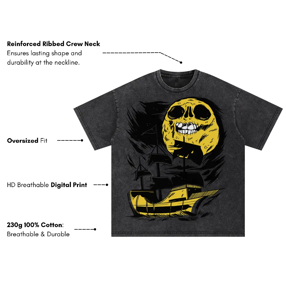 Moonskull Oversized Acid Wash T-shirt - Image 3
