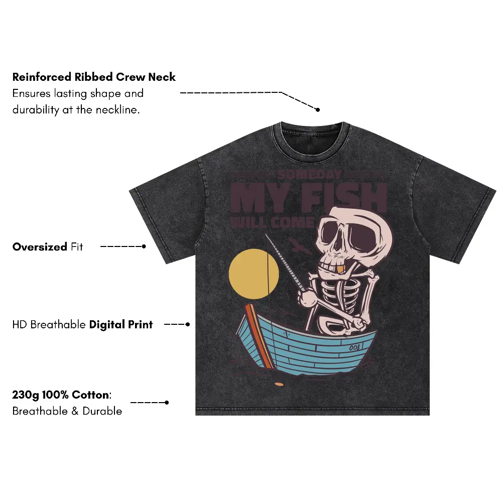 Skeletonfishing Oversized Acid Wash T-shirt - Image 3