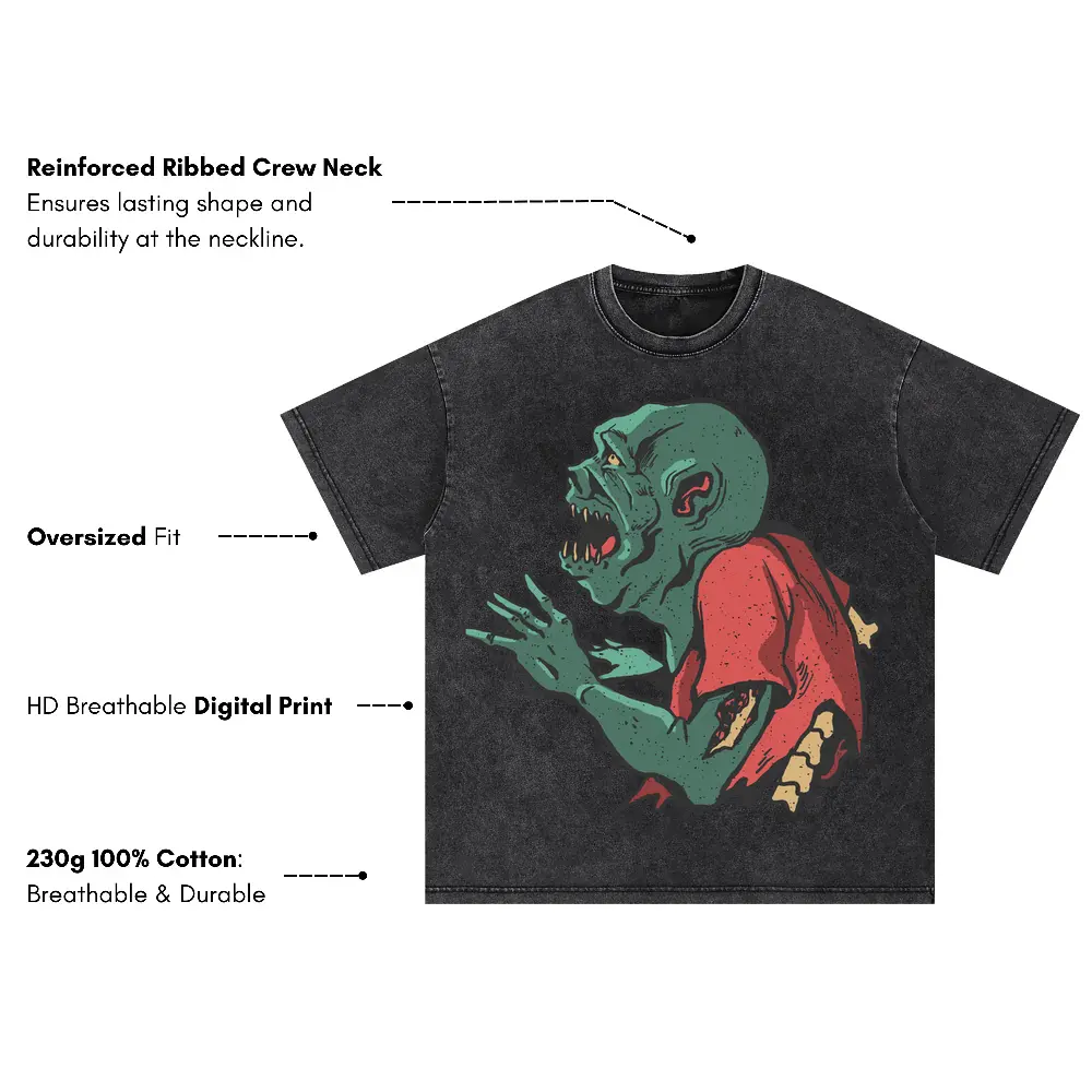 Zombie Mad Oversized Acid Wash T-shirt - Image 3