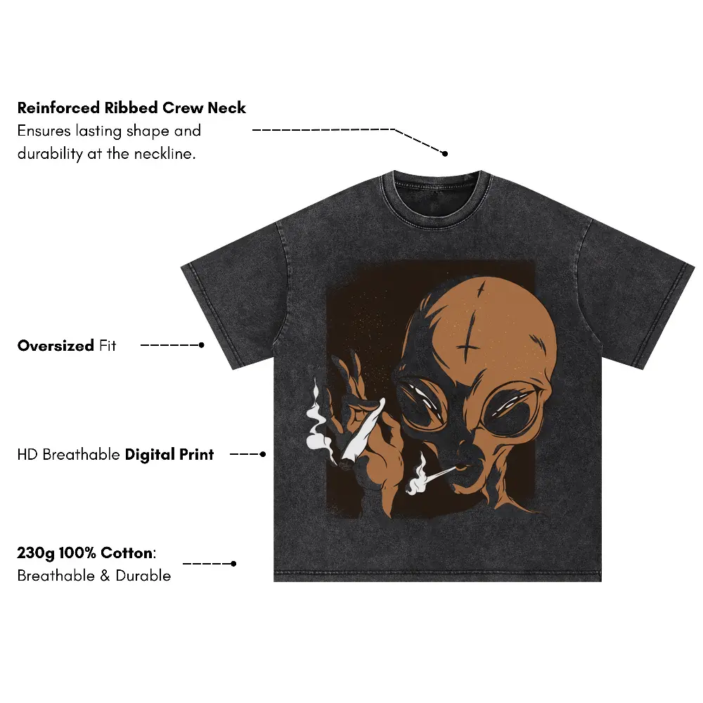 Alien 06 Hq Oversized Acid Wash T-shirt - Image 3