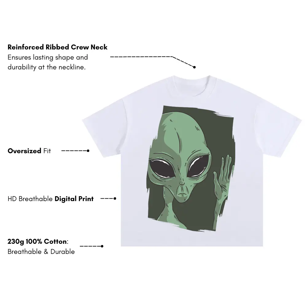 Alien Hand Oversized White Graphic Tee - Image 3