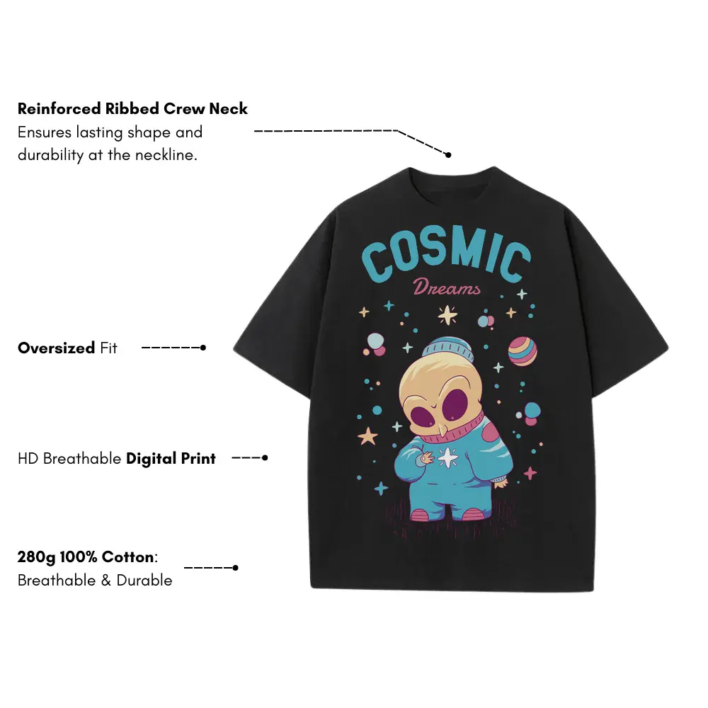 Spaceanimals D Heavyweight Oversized Black Graphic Tee - Image 3