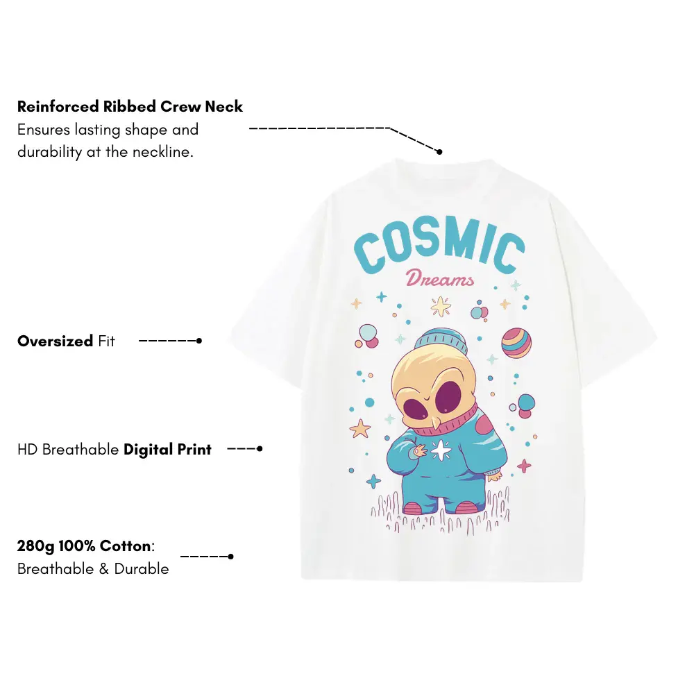 Spaceanimals D Heavyweight Oversized White Graphic Tee - Image 3