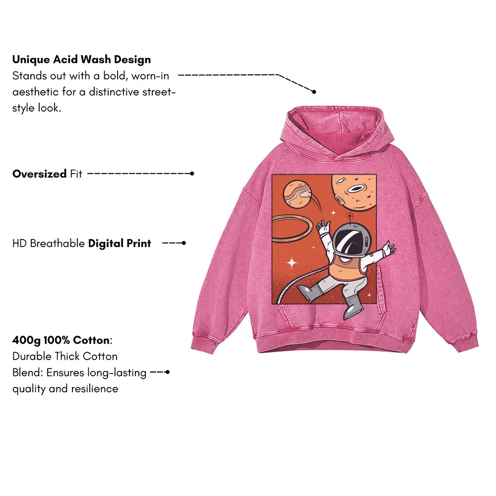Spacebasketball Acid Wash Oversized Pink Hoodie - Image 3