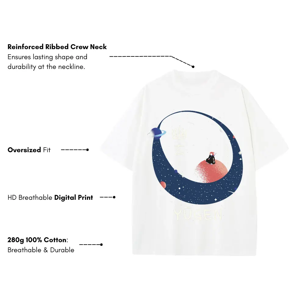 Yugen Heavyweight Oversized White Graphic Tee - Image 3