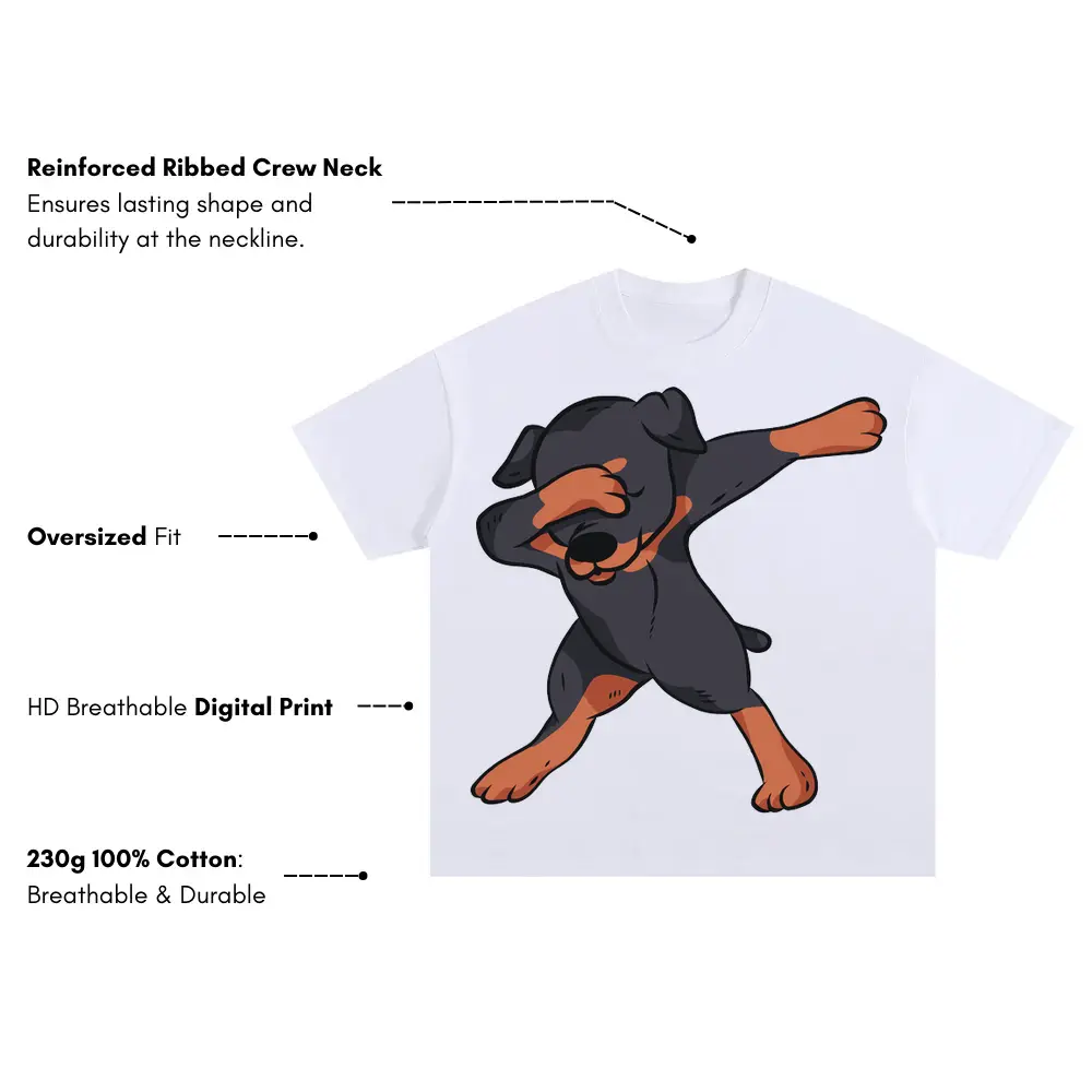 2558 Dab Rottweiler Oversized White Graphic Tee - Image 3