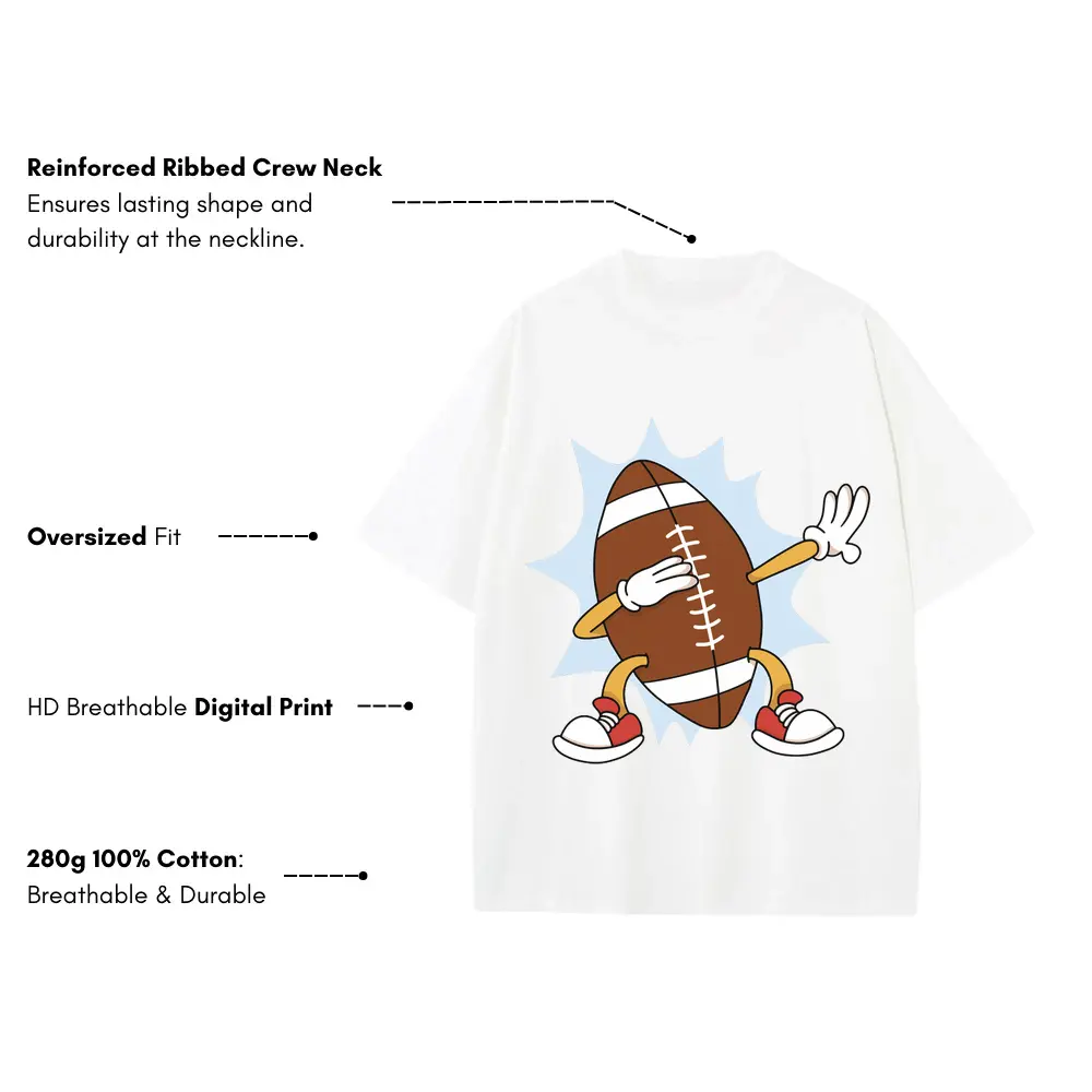 American Football Dabbing Heavyweight Oversized White Graphic Tee - Image 3
