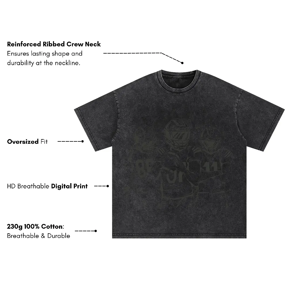 American Football Ink Oversized Acid Wash T-shirt - Image 3