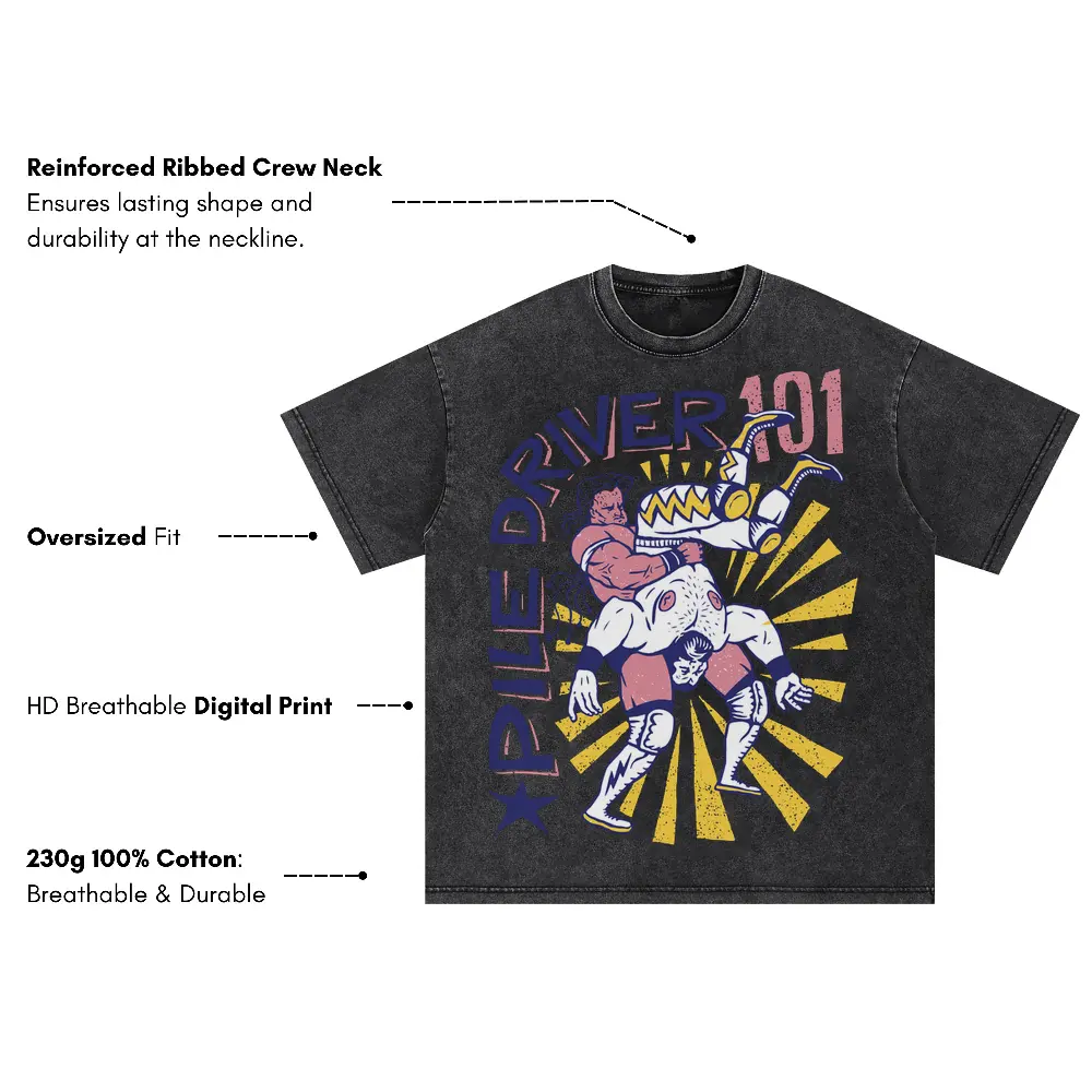 American Wrestling A Oversized Acid Wash T-shirt - Image 3