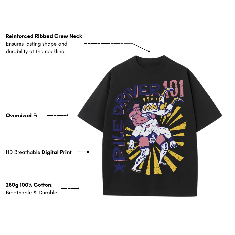 American Wrestling A Heavyweight Oversized Black Graphic Tee - Image 3