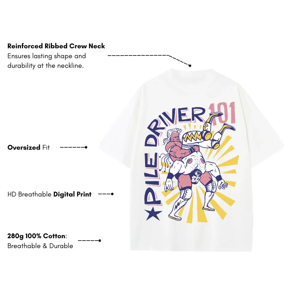 American Wrestling A Heavyweight Oversized White Graphic Tee - Image 3