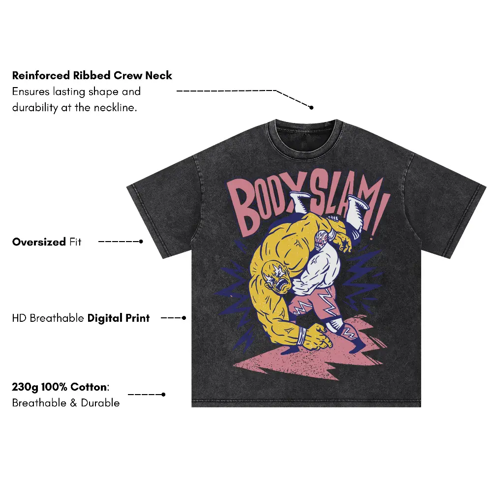 American Wrestling B Oversized Acid Wash T-shirt - Image 3