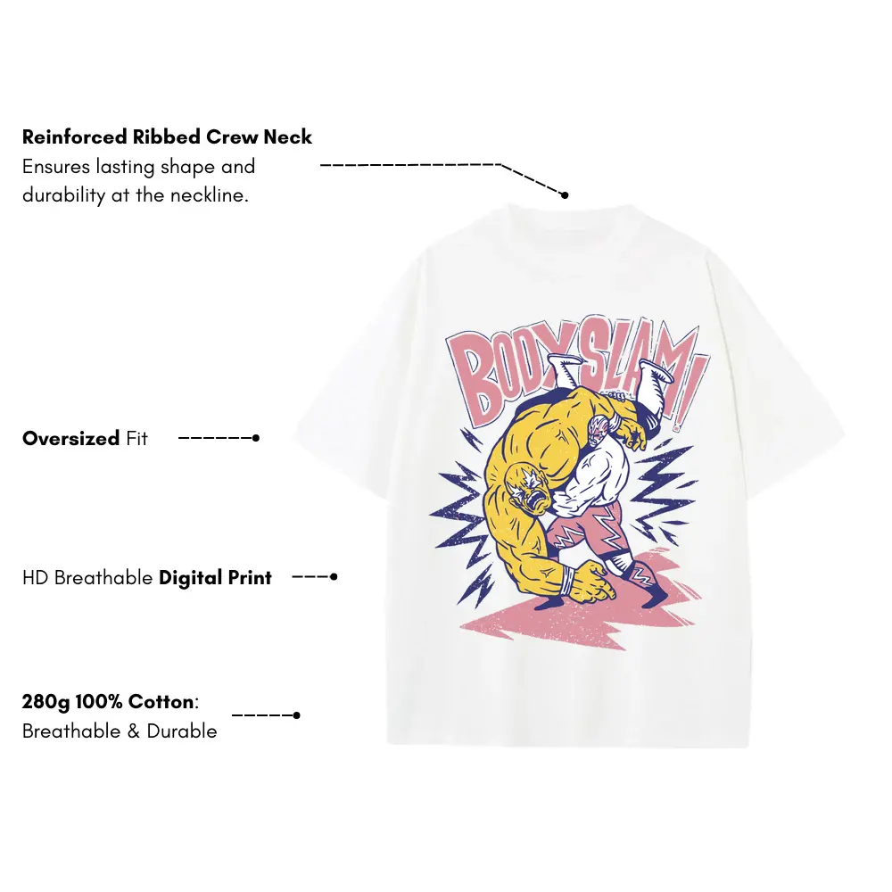 American Wrestling B Heavyweight Oversized White Graphic Tee - Image 3