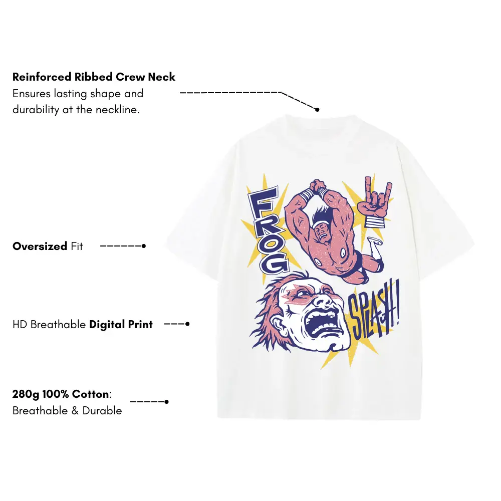 American Wrestling C Heavyweight Oversized White Graphic Tee - Image 3