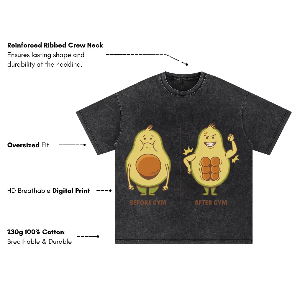 Avocado Gym Oversized Acid Wash T-shirt - Image 3