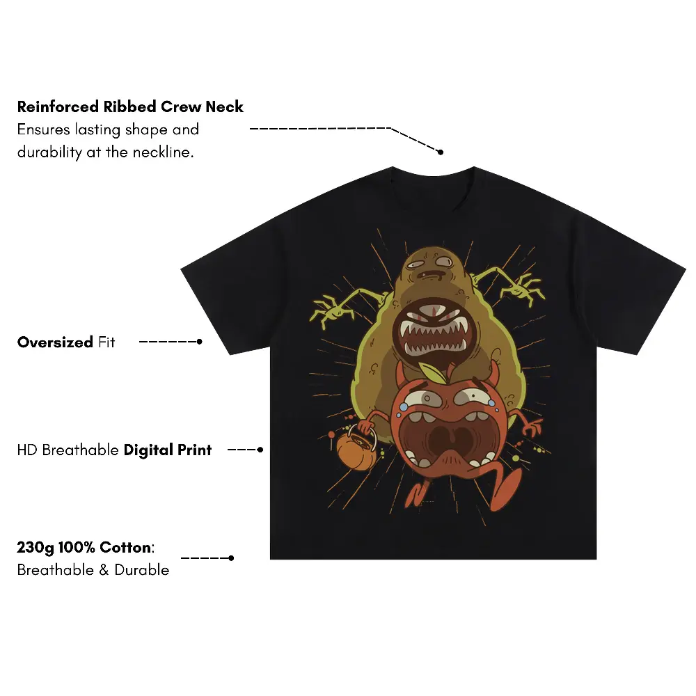 Avocado Monster Oversized Black Graphic Tee - Image 3