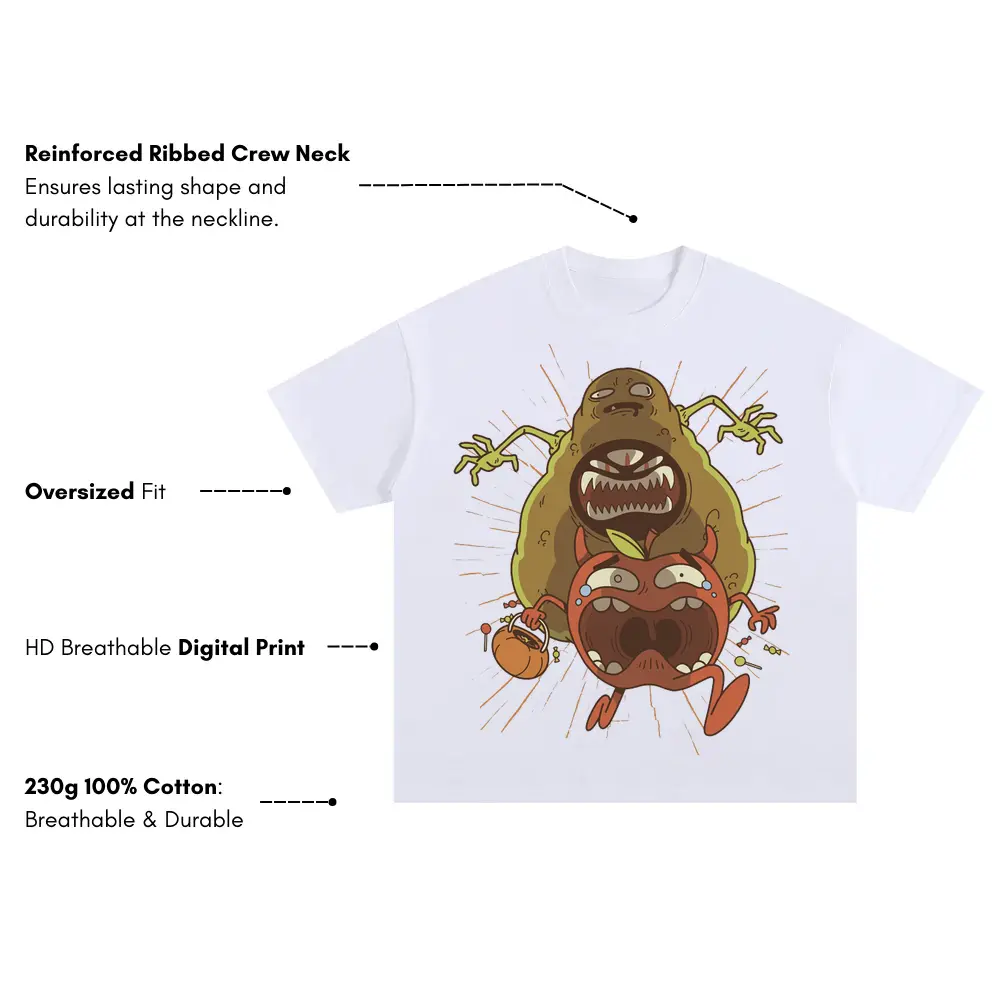 Avocado Monster Oversized White Graphic Tee - Image 3
