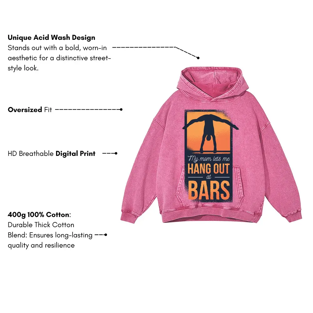 Bar Gymnast 0 Acid Wash Oversized Pink Hoodie - Image 3