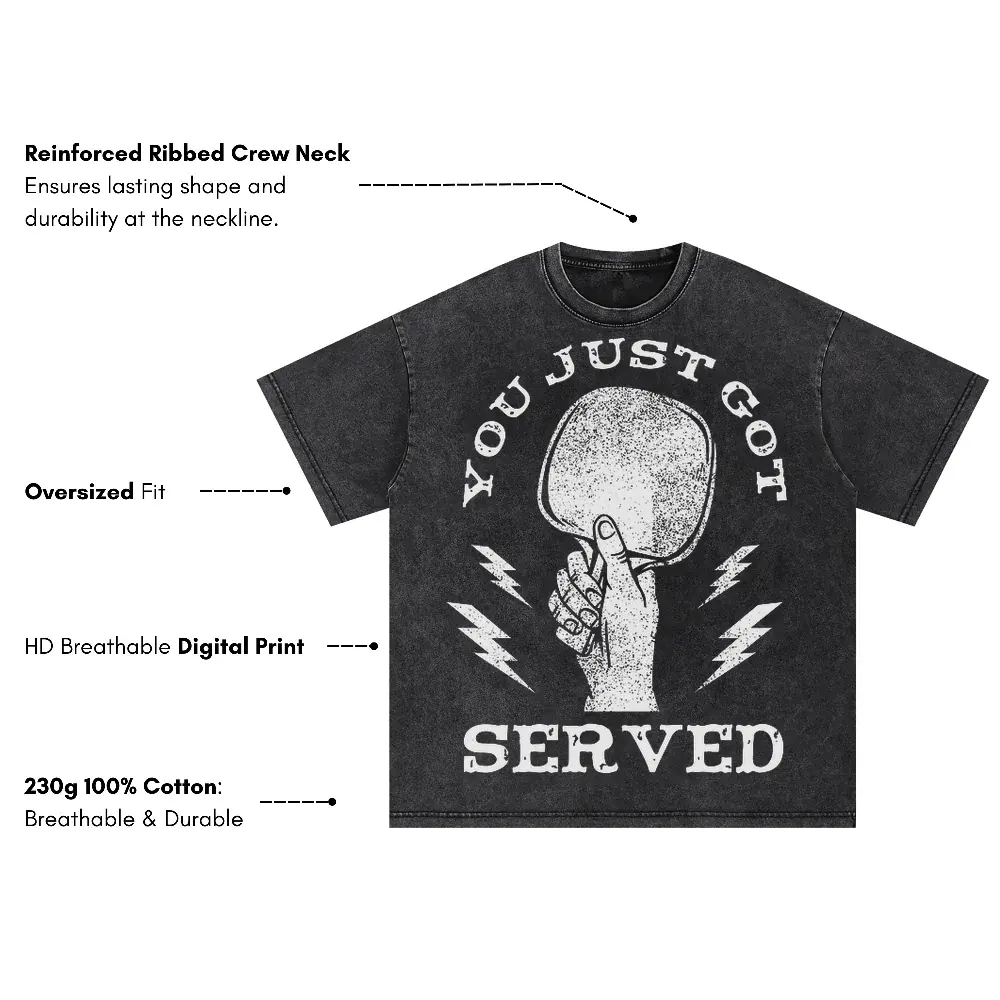 Youjustgotservedpingpong Oversized Acid Wash T-shirt - Image 3