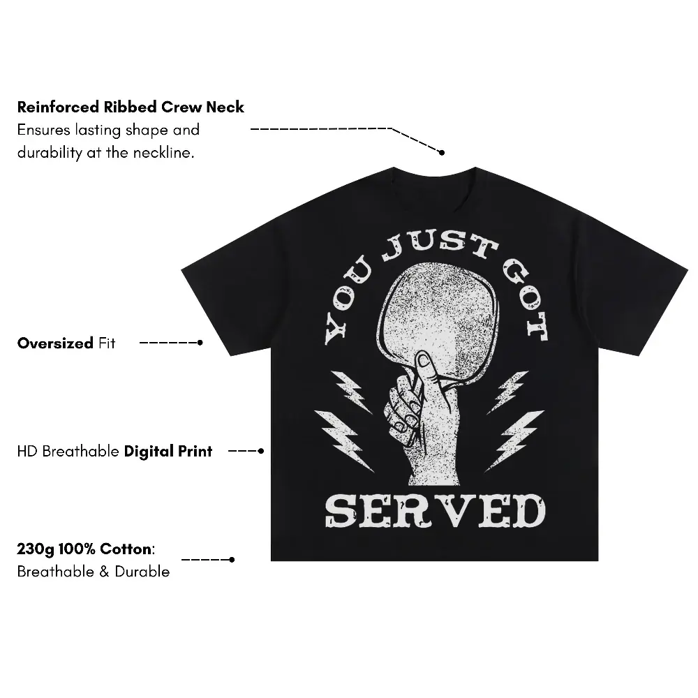 Youjustgotservedpingpong Oversized Black Graphic Tee - Image 3