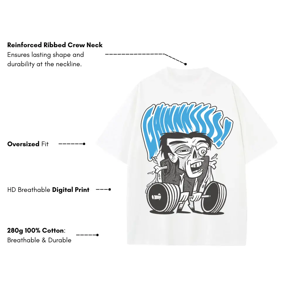Zoombie Heavyweight Oversized White Graphic Tee - Image 3