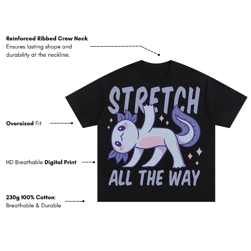 Yoga Axolotl Oversized Black Graphic Tee - Image 3