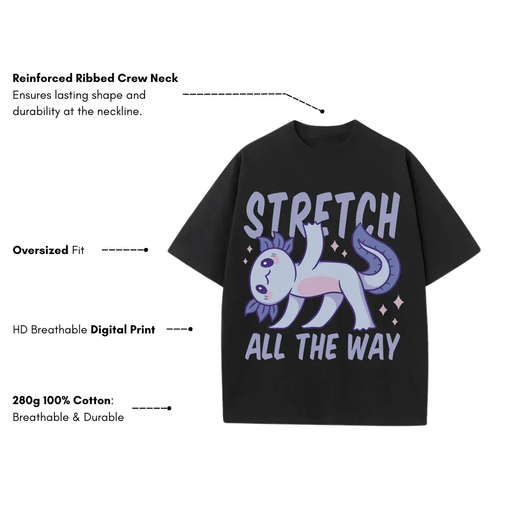 Yoga Axolotl Heavyweight Oversized Black Graphic Tee - Image 3