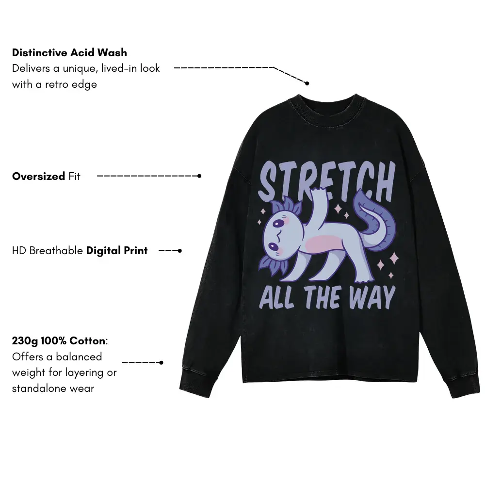 Yoga Axolotl Acid Wash Oversized Long Sleeve Shirt - Image 3