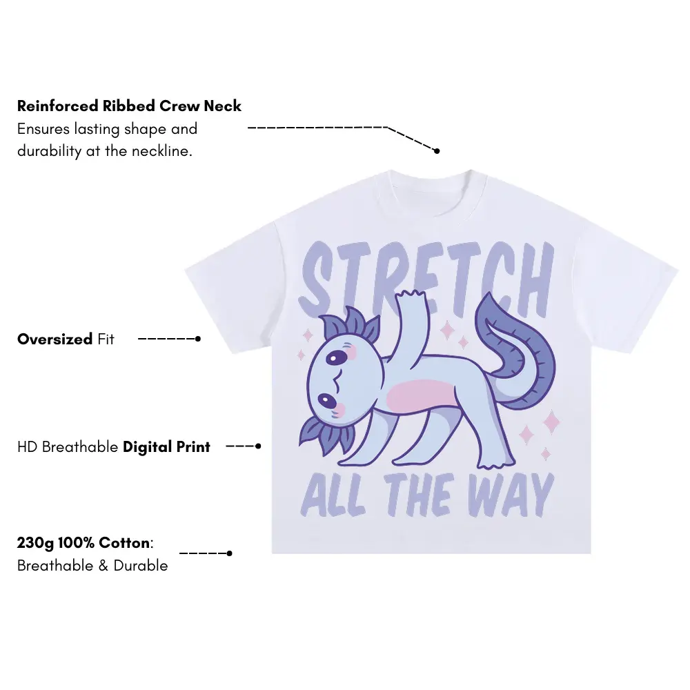 Yoga Axolotl Oversized White Graphic Tee - Image 3