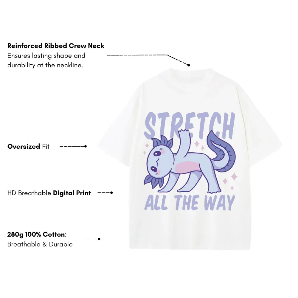 Yoga Axolotl Heavyweight Oversized White Graphic Tee - Image 3