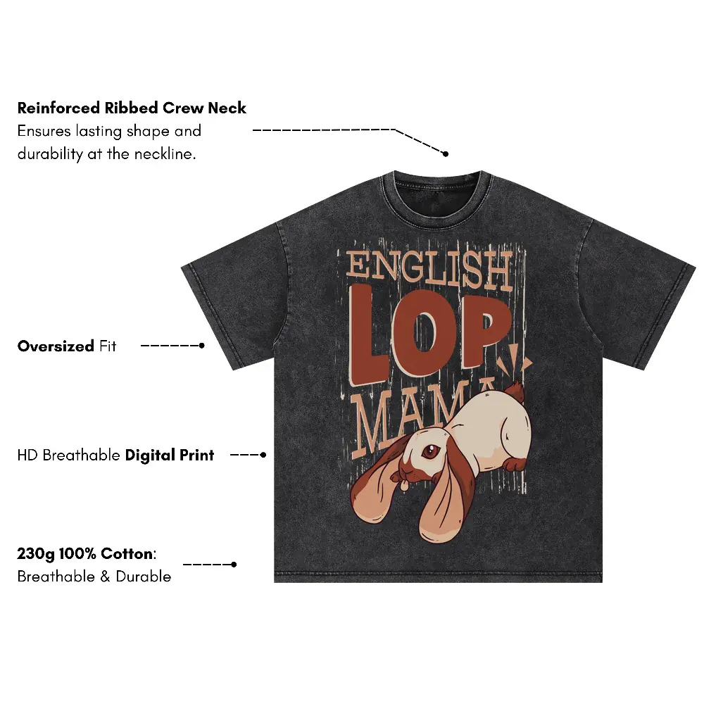 052 English Lop Mama Oversized Acid Wash T-shirt - Image 3