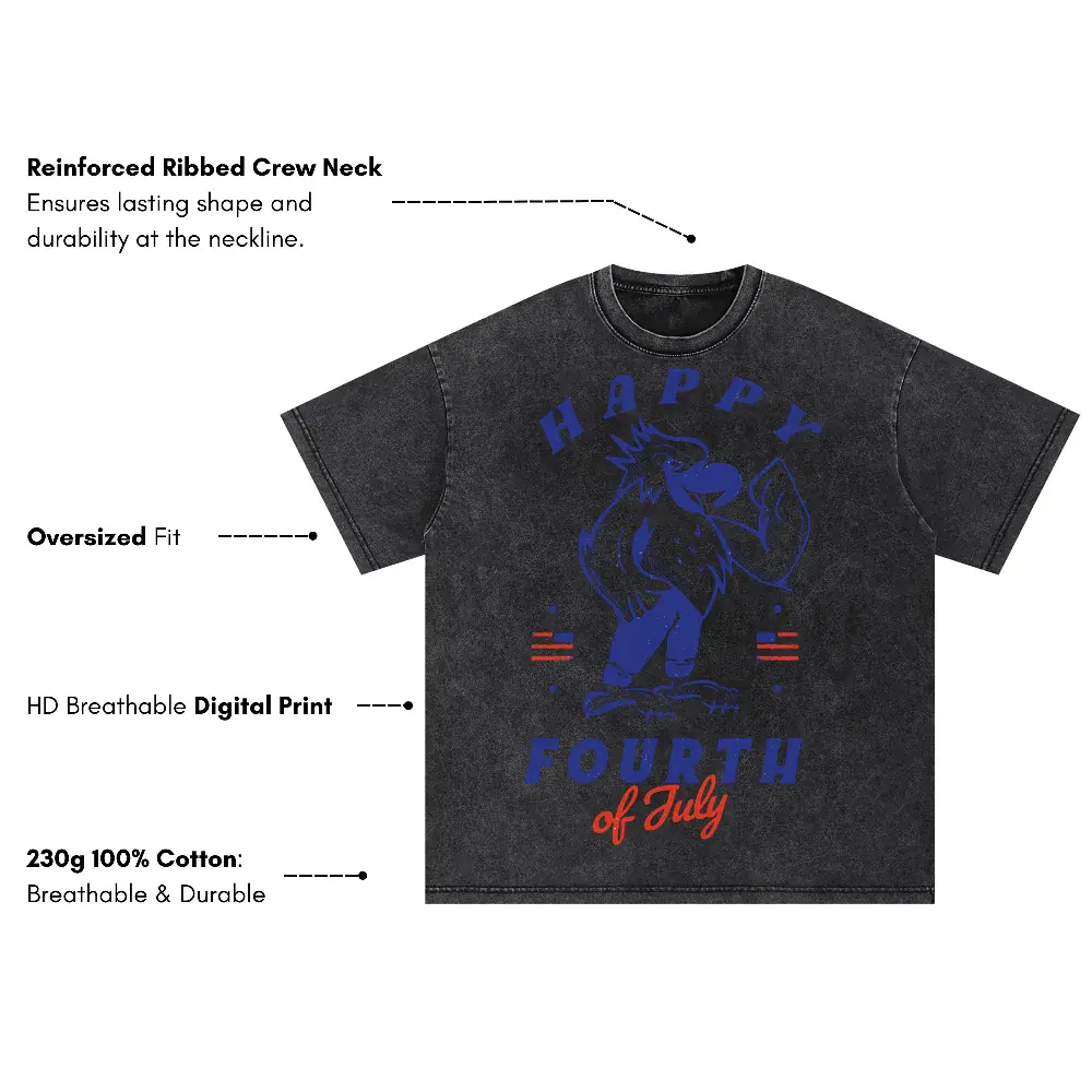 4 July Oversized Acid Wash T-shirt - Image 3