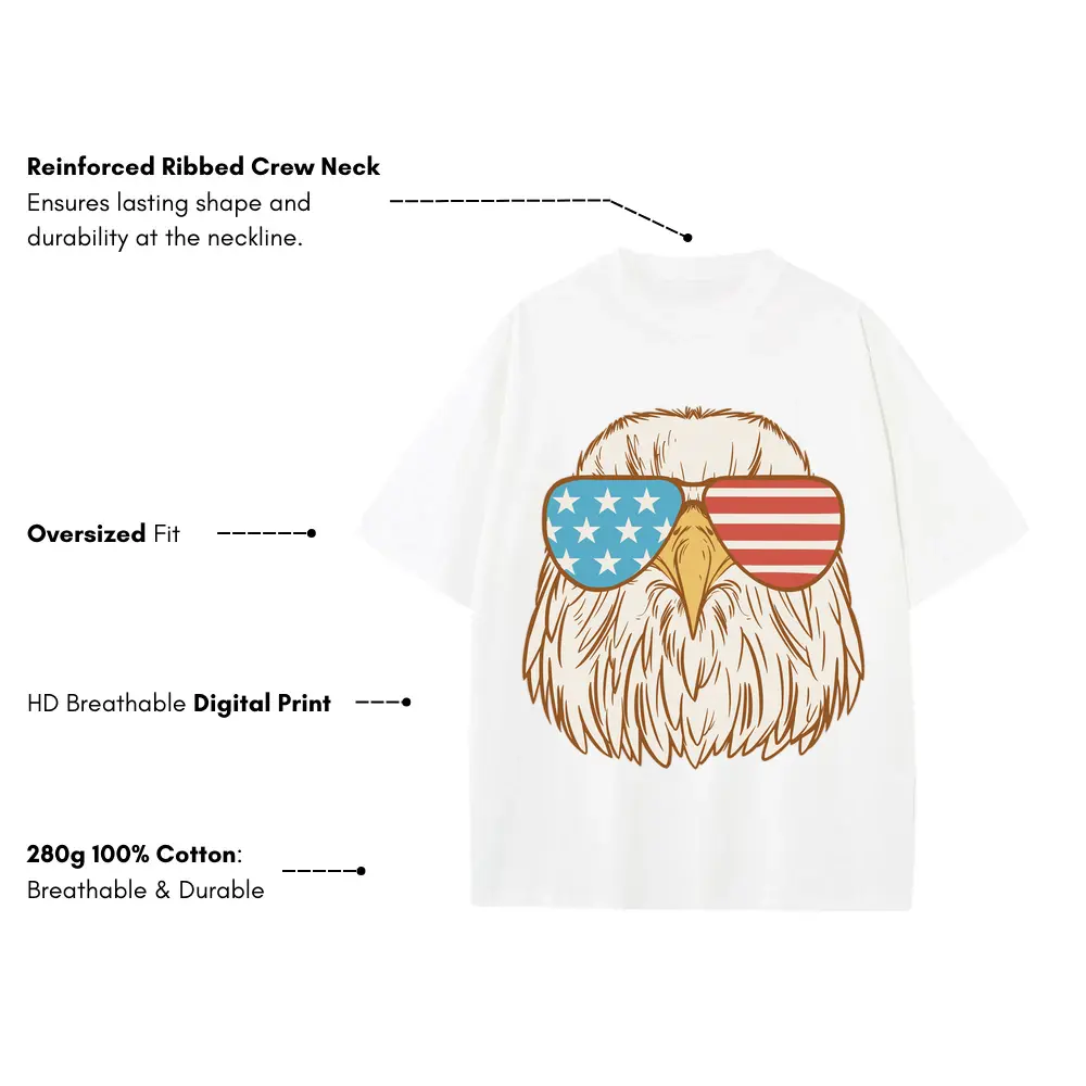 Aeagleusasunglasses Heavyweight Oversized White Graphic Tee - Image 3