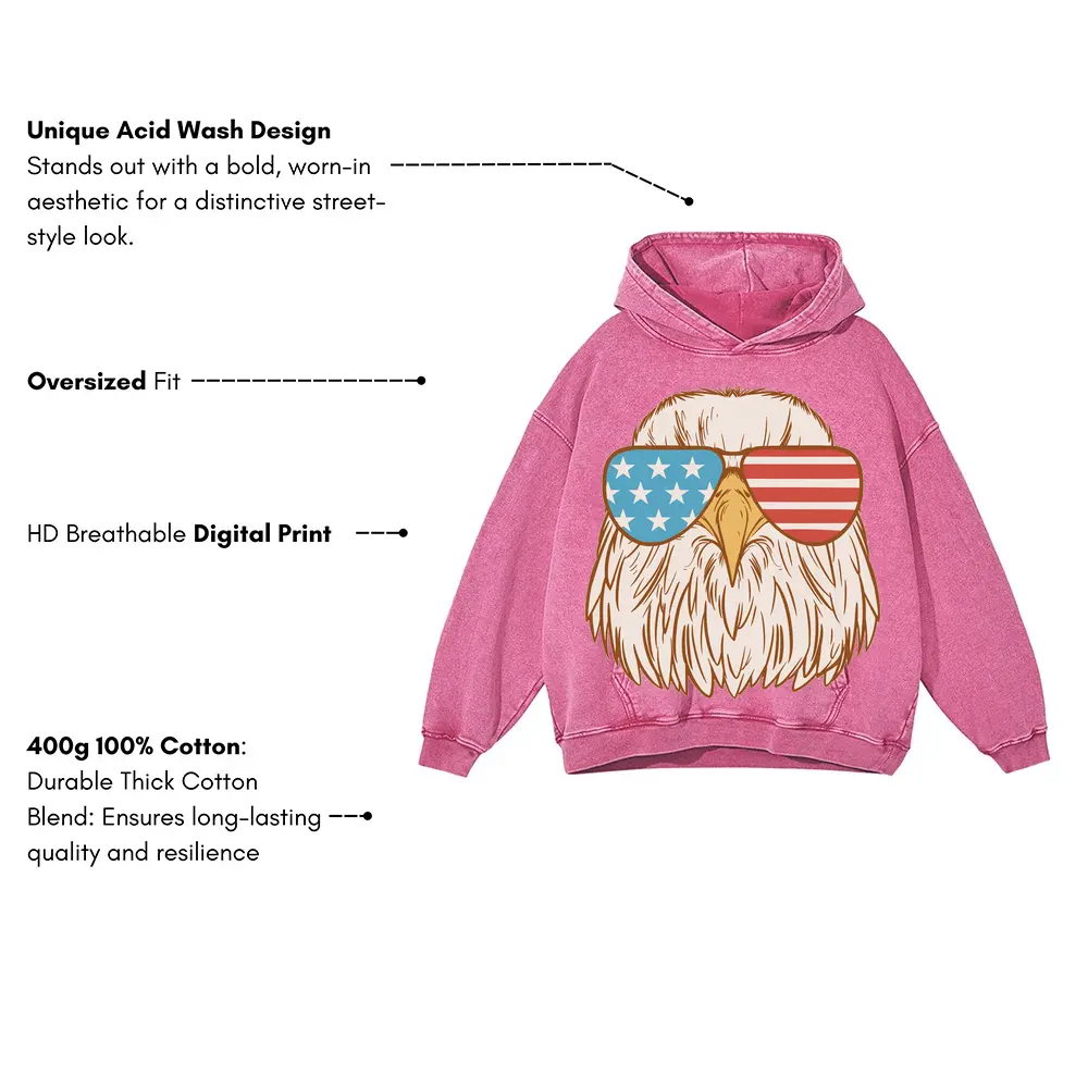 Aeagleusasunglasses Acid Wash Oversized Pink Hoodie - Image 3