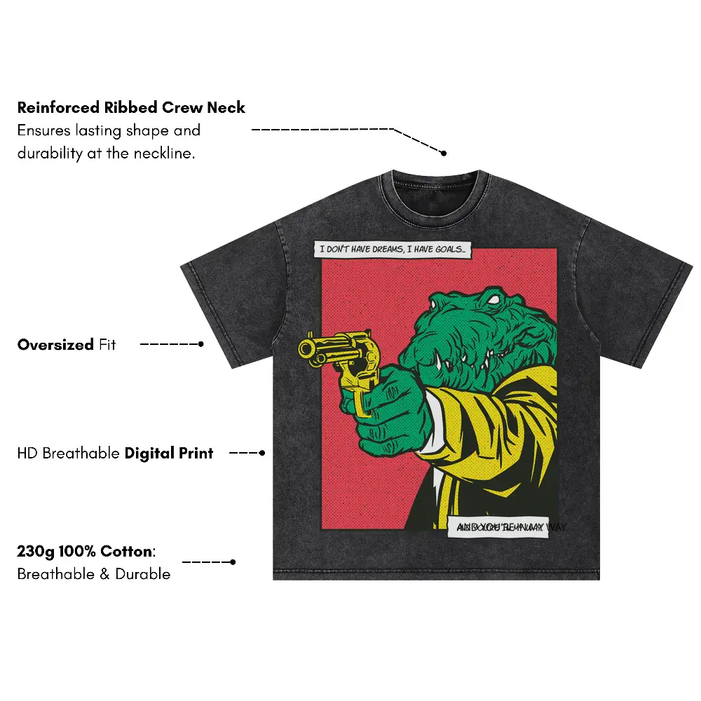 Alligator Si Oversized Acid Wash T-shirt - Image 3