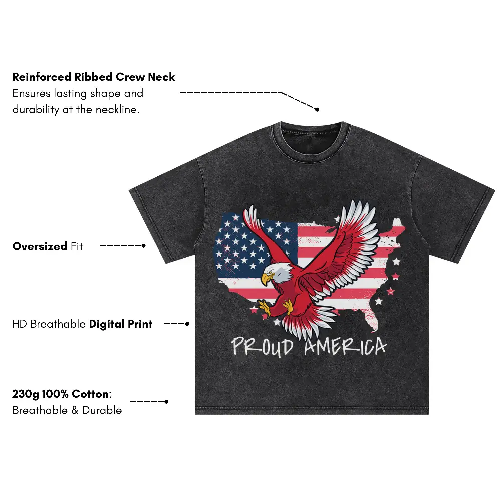 America Oversized Acid Wash T-shirt - Image 3