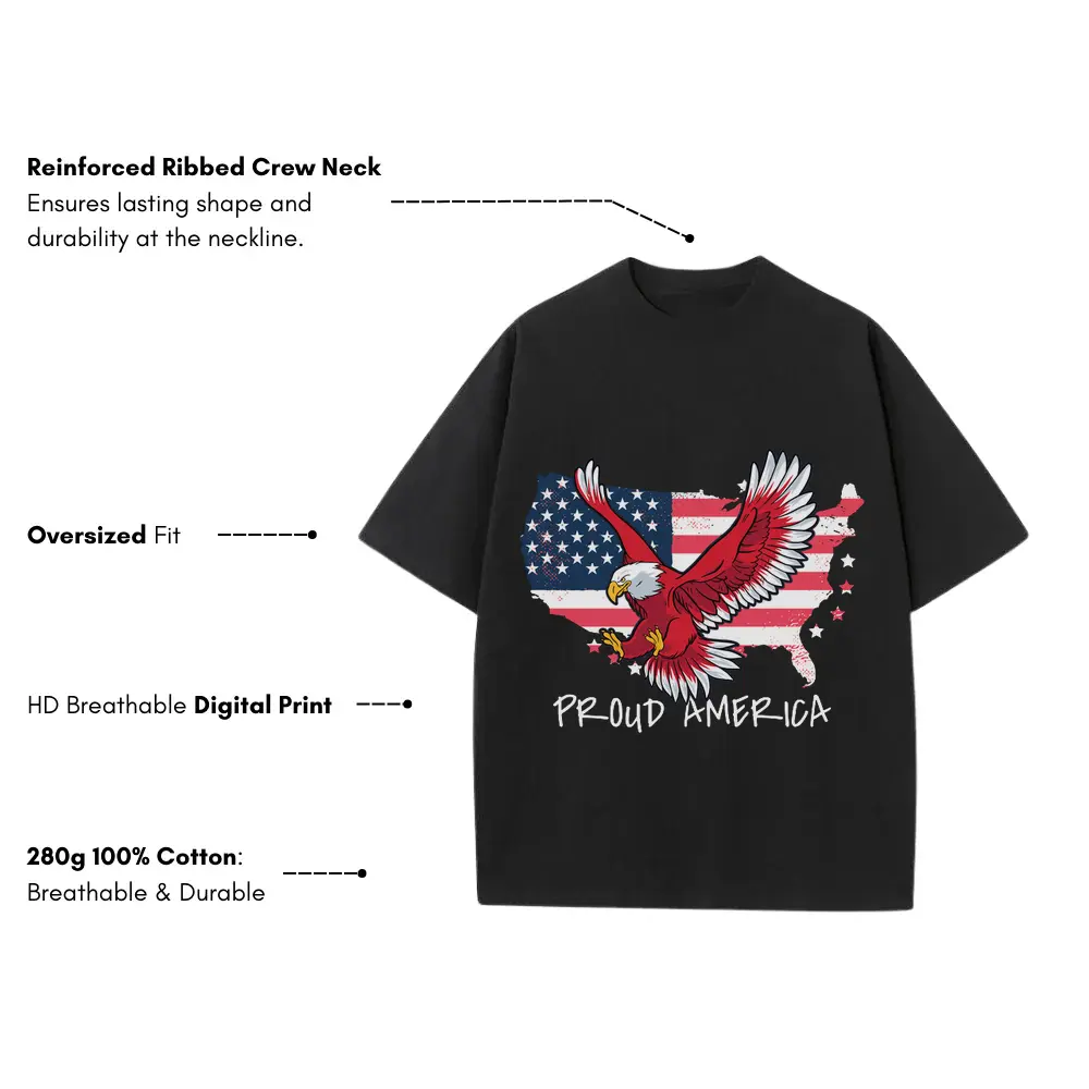 America Heavyweight Oversized Black Graphic Tee - Image 3