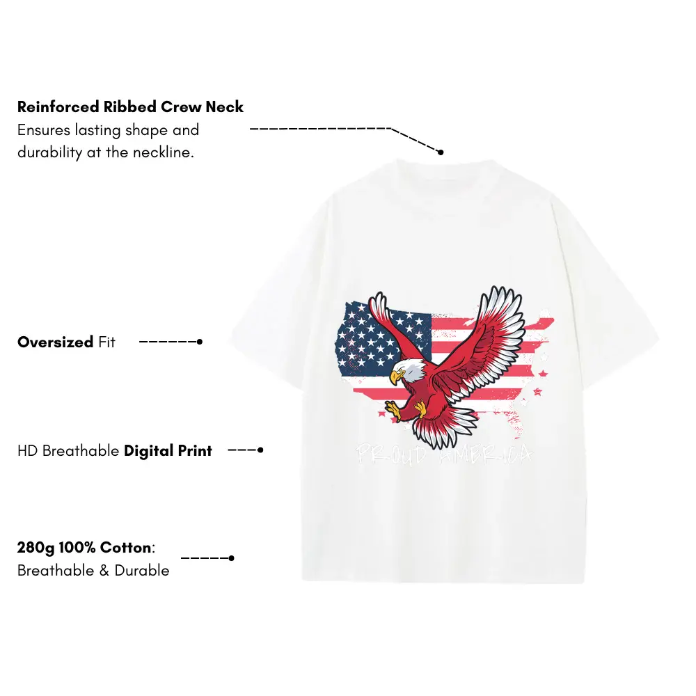 America Heavyweight Oversized White Graphic Tee - Image 3