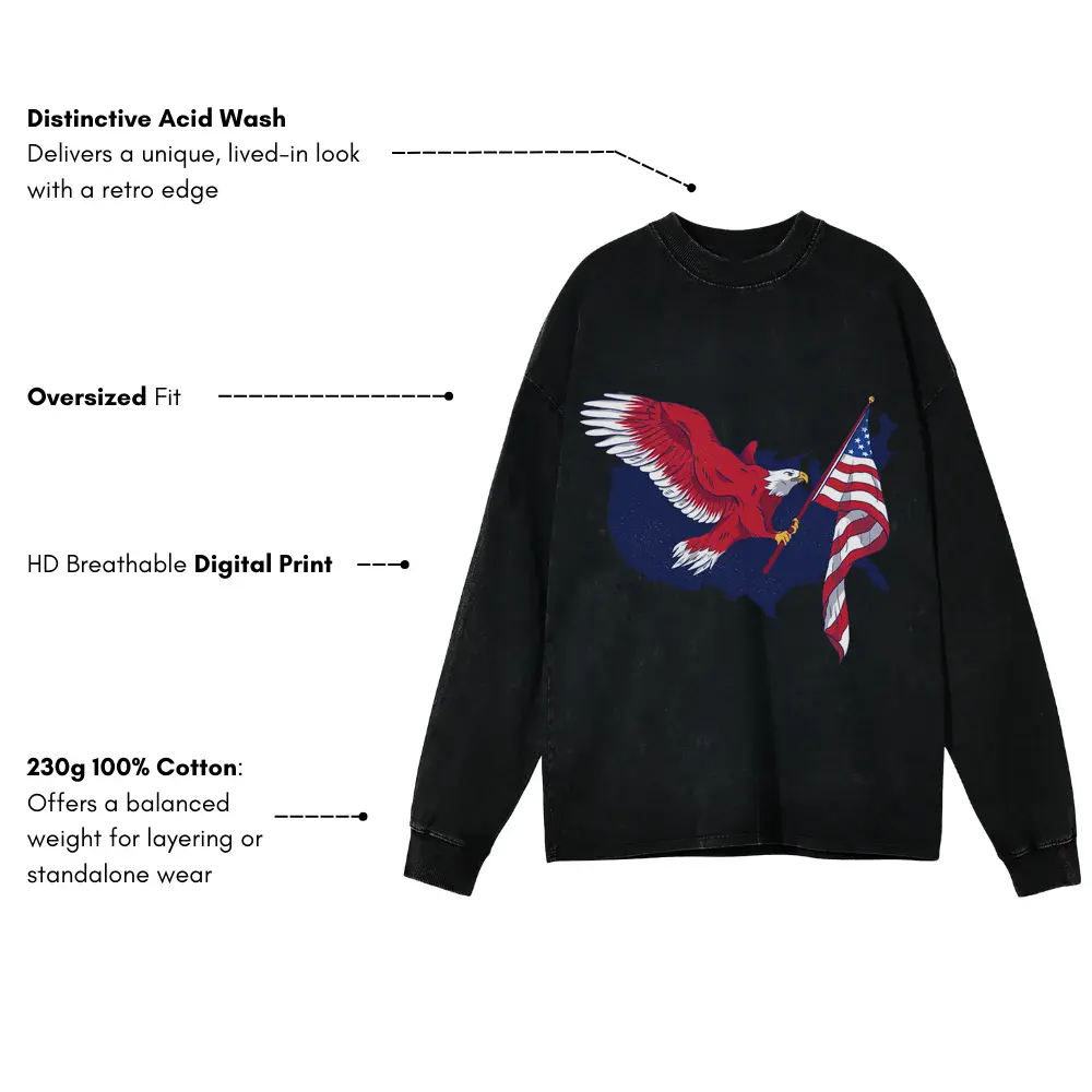 American Eagle 02 Hq Acid Wash Oversized Long Sleeve Shirt - Image 3