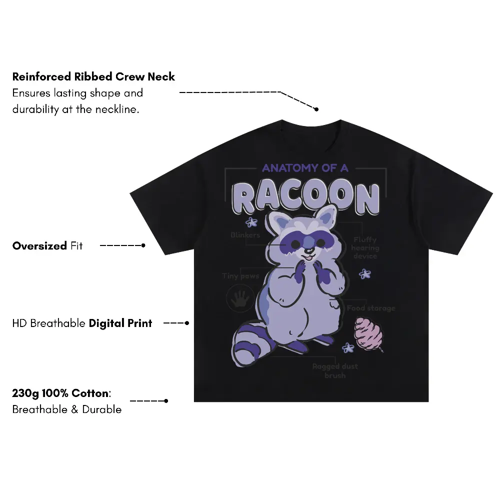 Anatomyofracoon Oversized Black Graphic Tee - Image 3