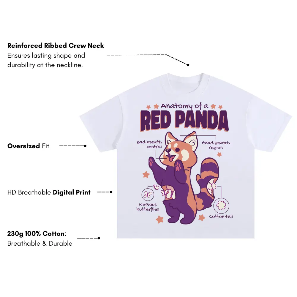 Anatomyofredpanda Oversized White Graphic Tee - Image 3