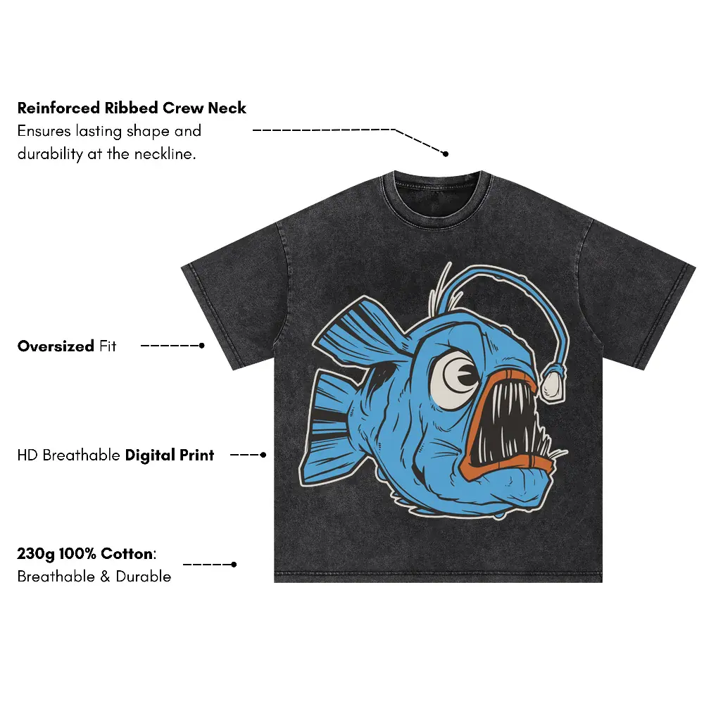 Anglerfish Oversized Acid Wash T-shirt - Image 3