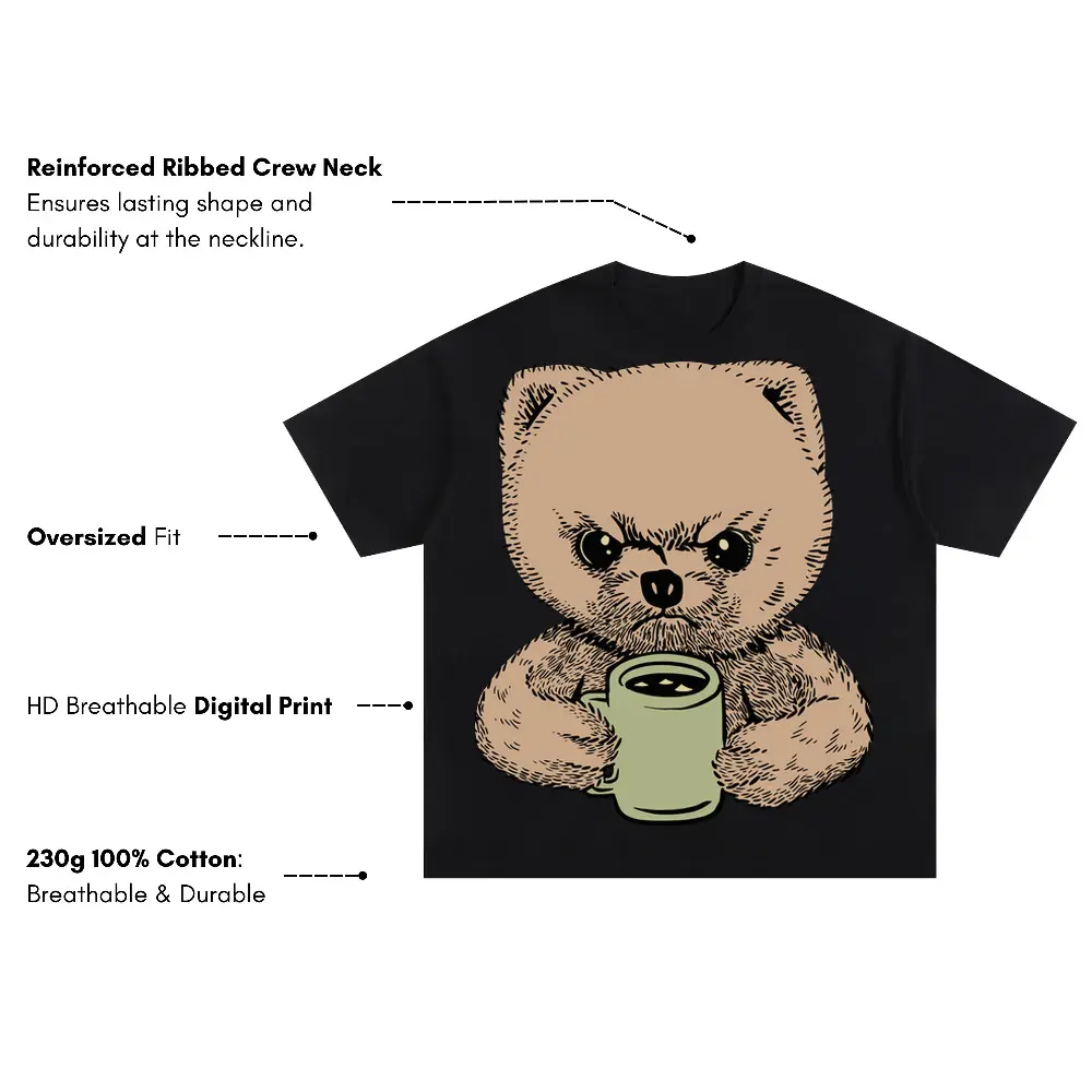 Angry Pomeranian Oversized Black Graphic Tee - Image 3