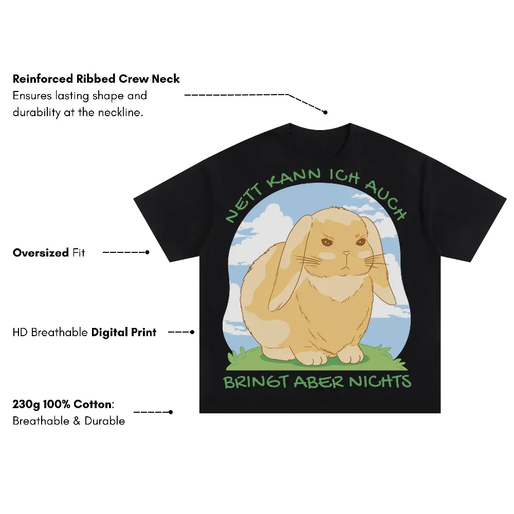 Angrybunnyquote Gc Oversized Black Graphic Tee - Image 3