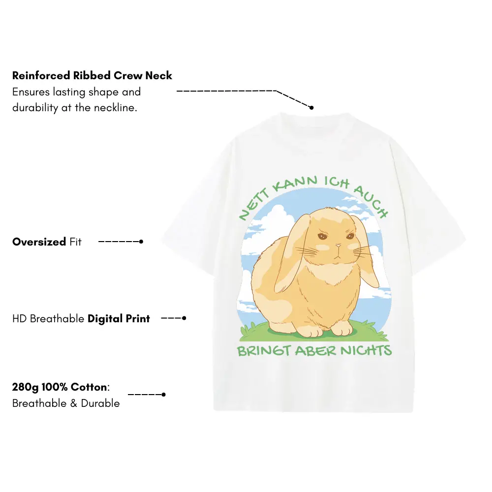 Angrybunnyquote Gc Heavyweight Oversized White Graphic Tee - Image 3